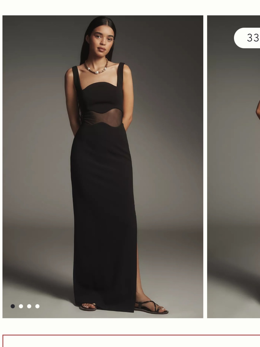 Misha damita sheer panel crepe dress NWT